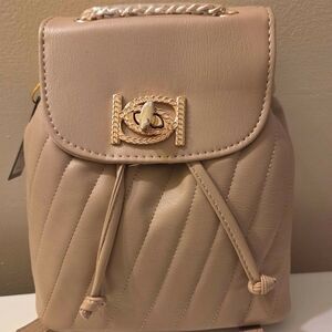 Elegant Bebe Beige Quilted Backpack